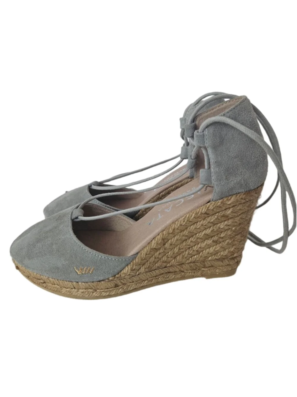Viscata Gray Suede Espadrille Wedges Made in Spain Size 6.5